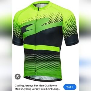 Qualidyne Men's Cycling Jersey Bike Shirt Long Sleeve Zip 3 Rear Pocket M NWT